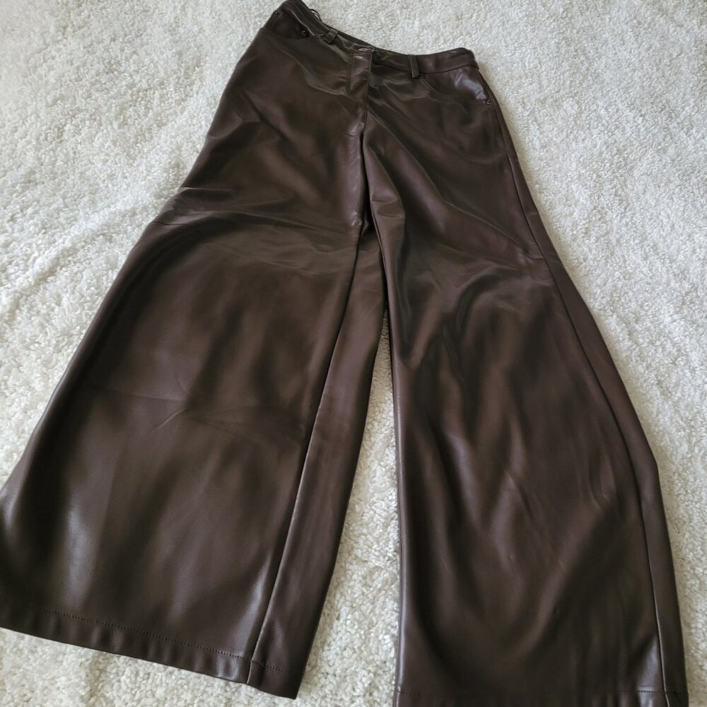 Lucy Paris XS Faux Brown Leather Pants - Picture 4 of 6